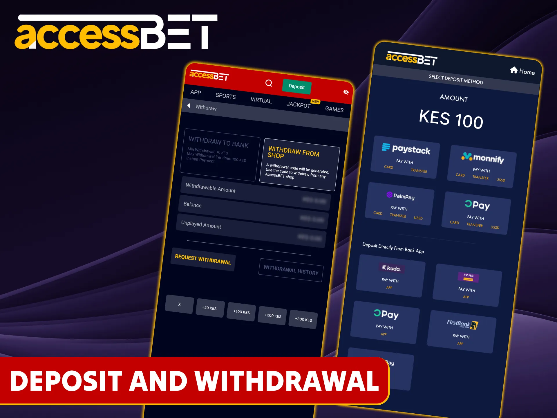 The Accessbet app offers the most convenient payment methods.