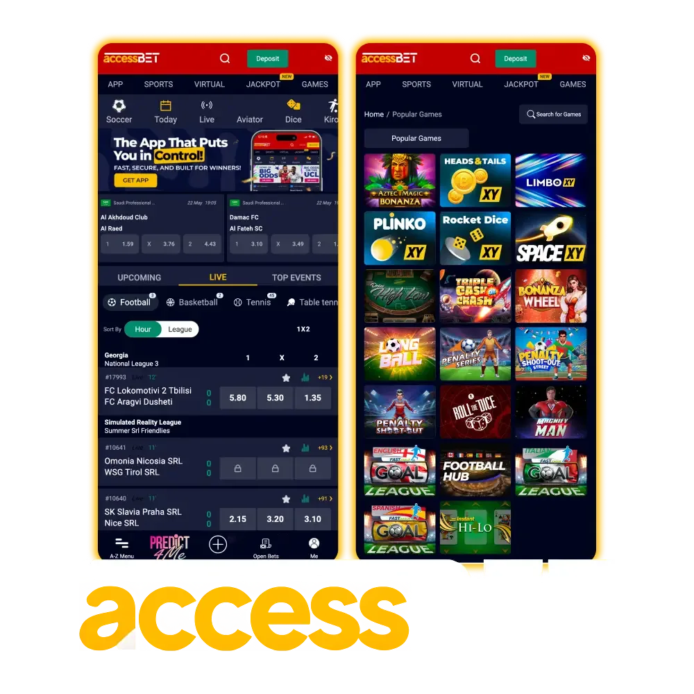 Download the official Accessbet mobile app for Android or iOS.