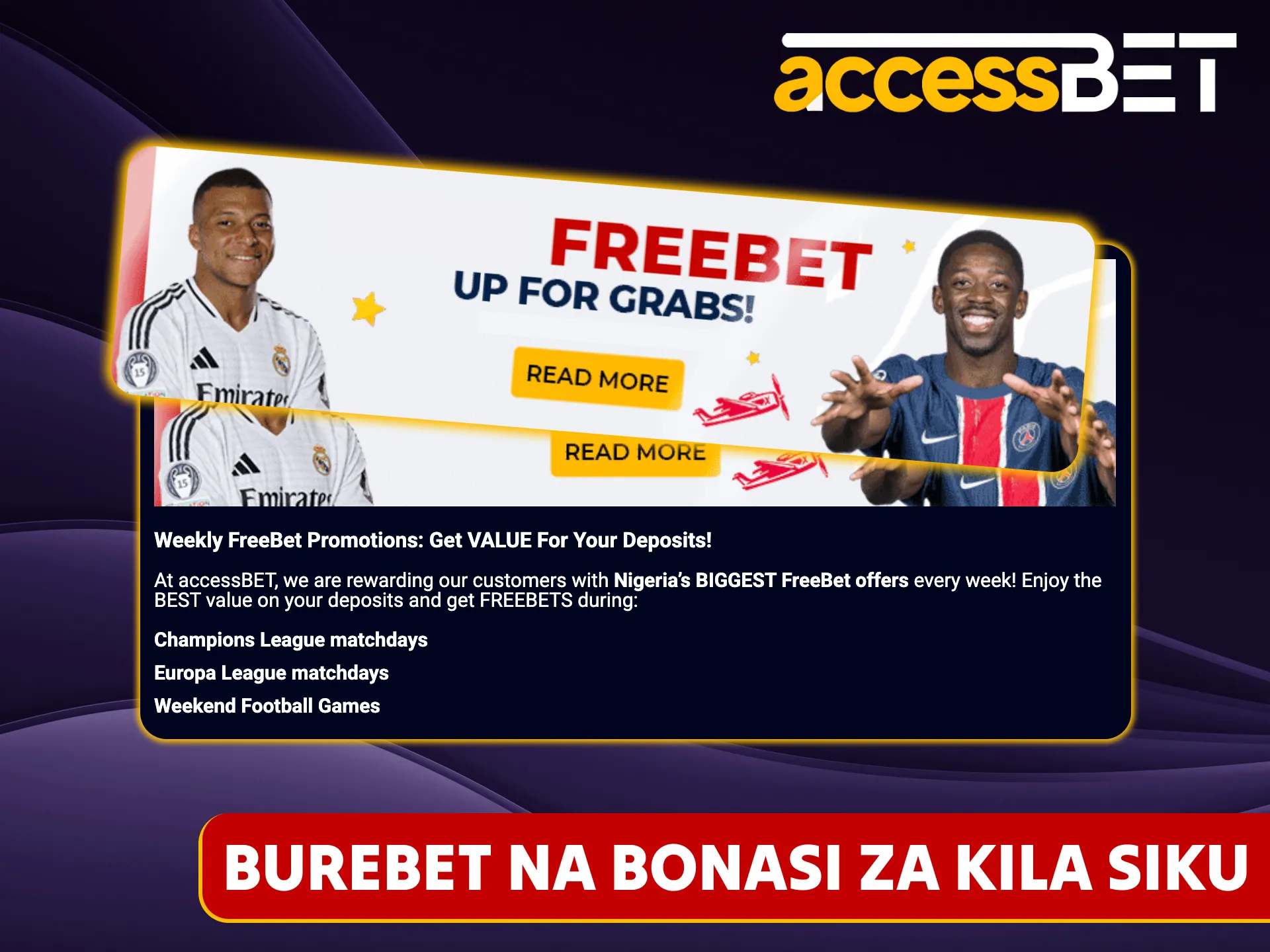 Dai bonasi ya kila siku ya dau bila malipo kwenye jukwaa la Accessbet.