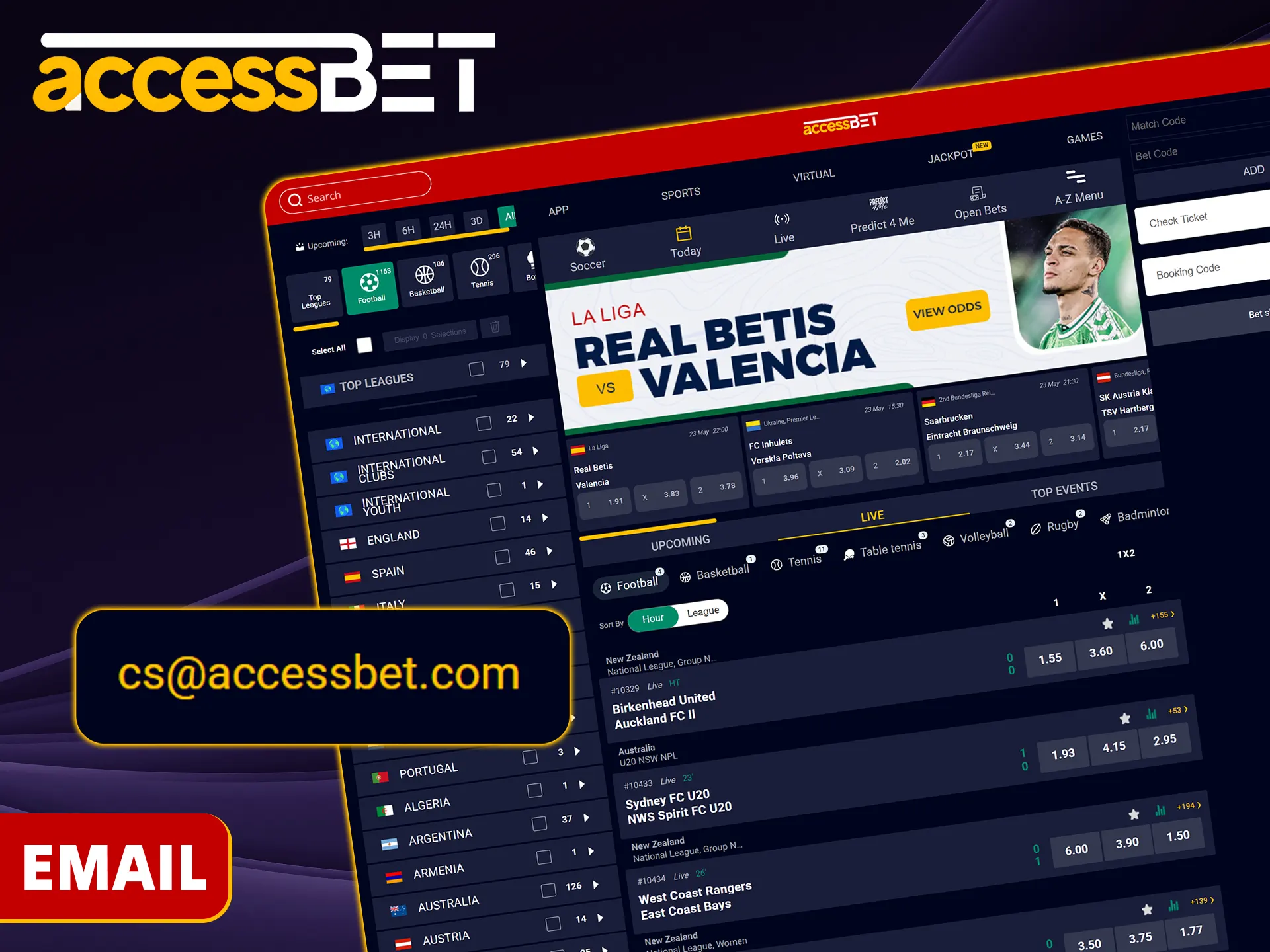 Contact Accessbet by email.