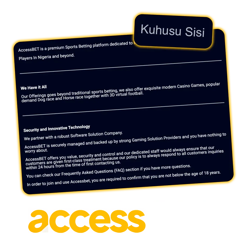 Jifunze yote kuhusu jukwaa la Accessbet.