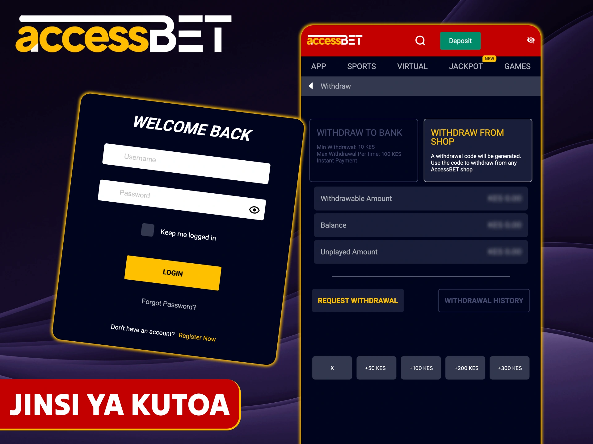 Toa pesa haraka kutoka Accessbet nchini Kenya.