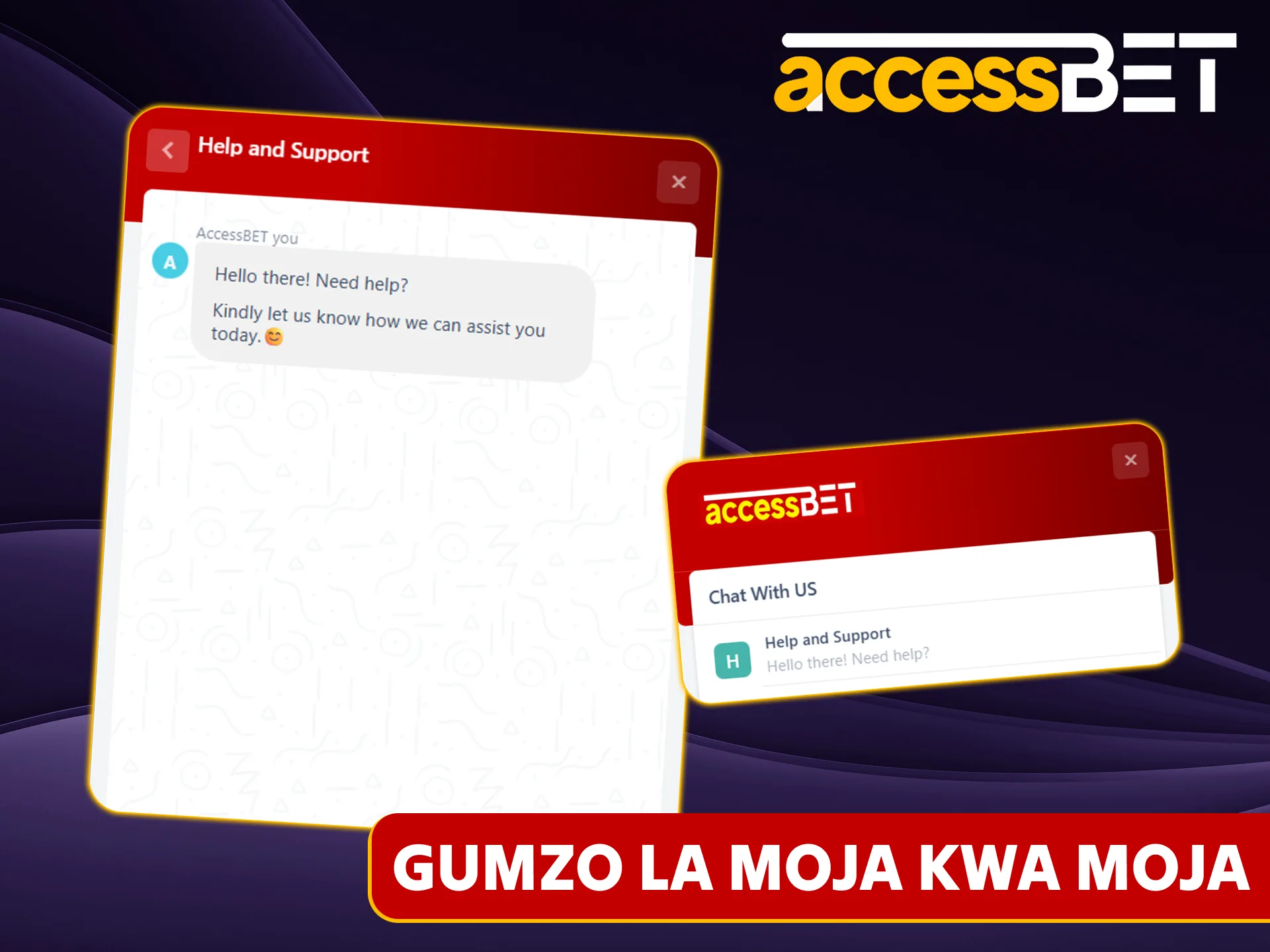 Wasiliana na usaidizi wa wateja wa Accessbet kupitia gumzo la moja kwa moja la 24/7.