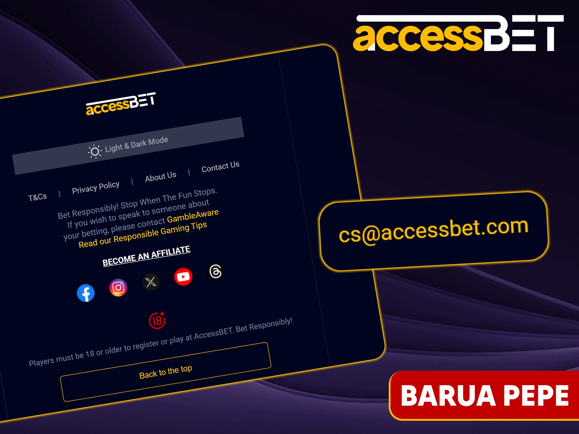 Timu ya usaidizi ya Barua pepe ya Accessbet iko tayari kukusaidia.