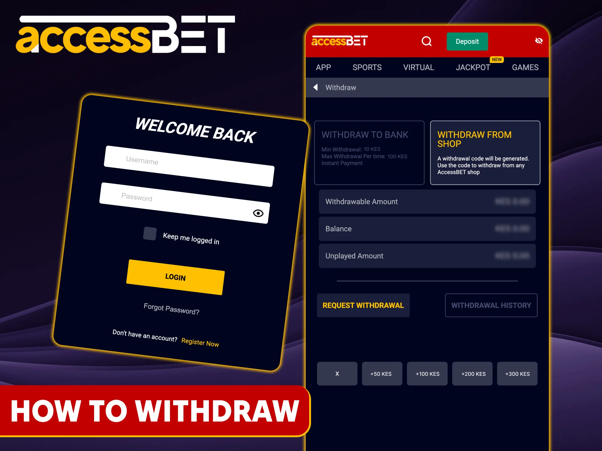 Withdraw money quickly from Accessbet in Kenya.