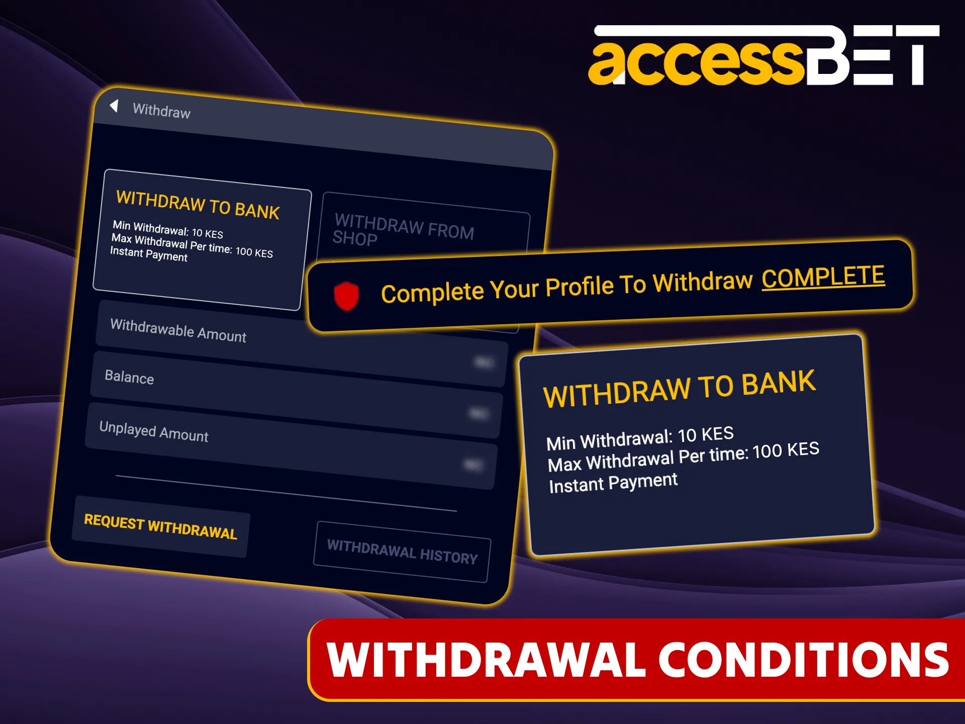 Follow the Accessbet withdrawal conditions.