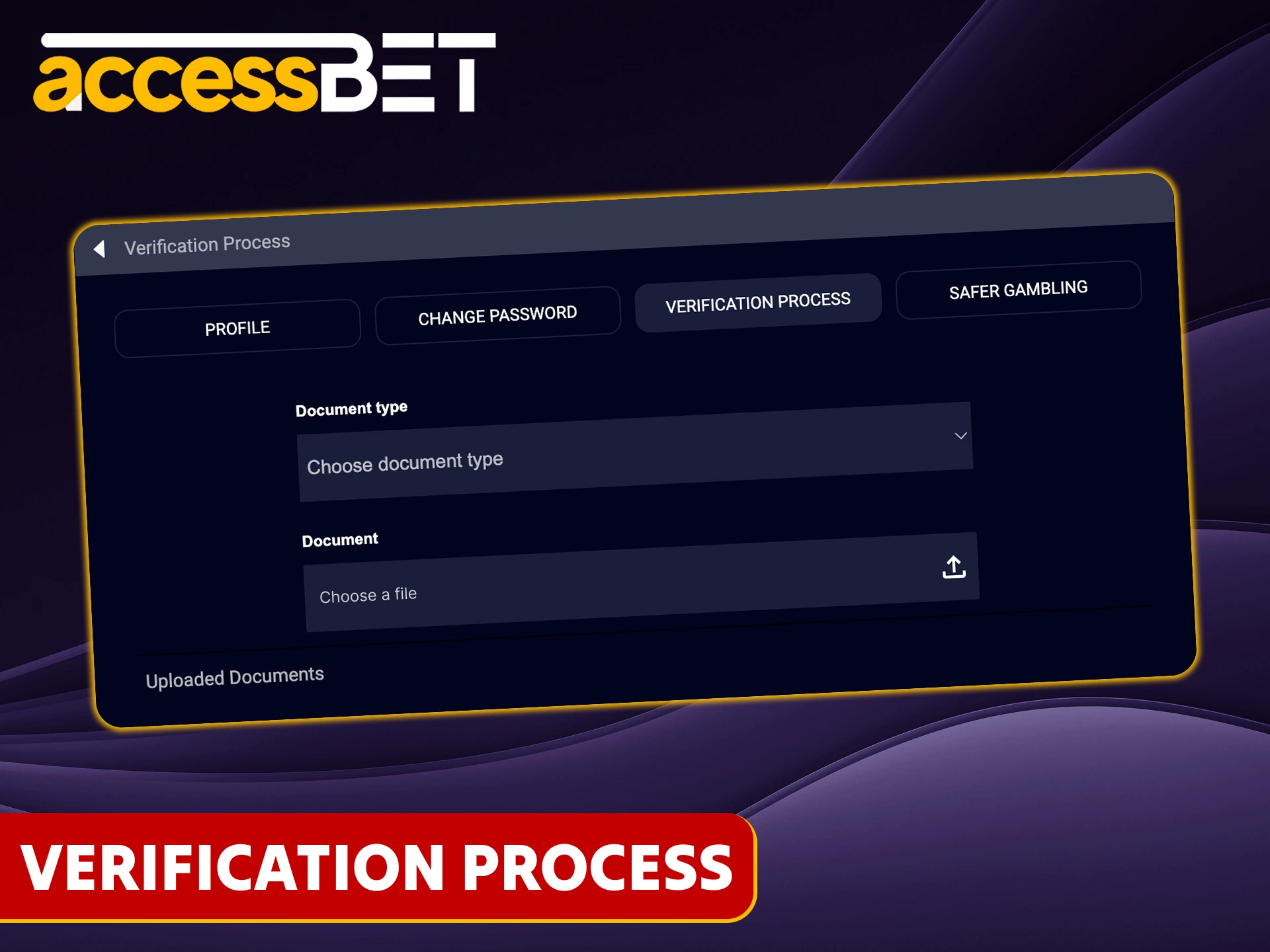 Confirm your account on the Accessbet platform.