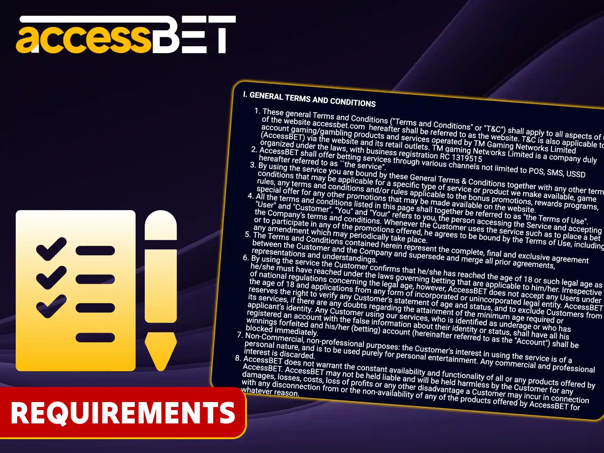 Read the Accessbet registration requirements to ensure you meet all conditions.