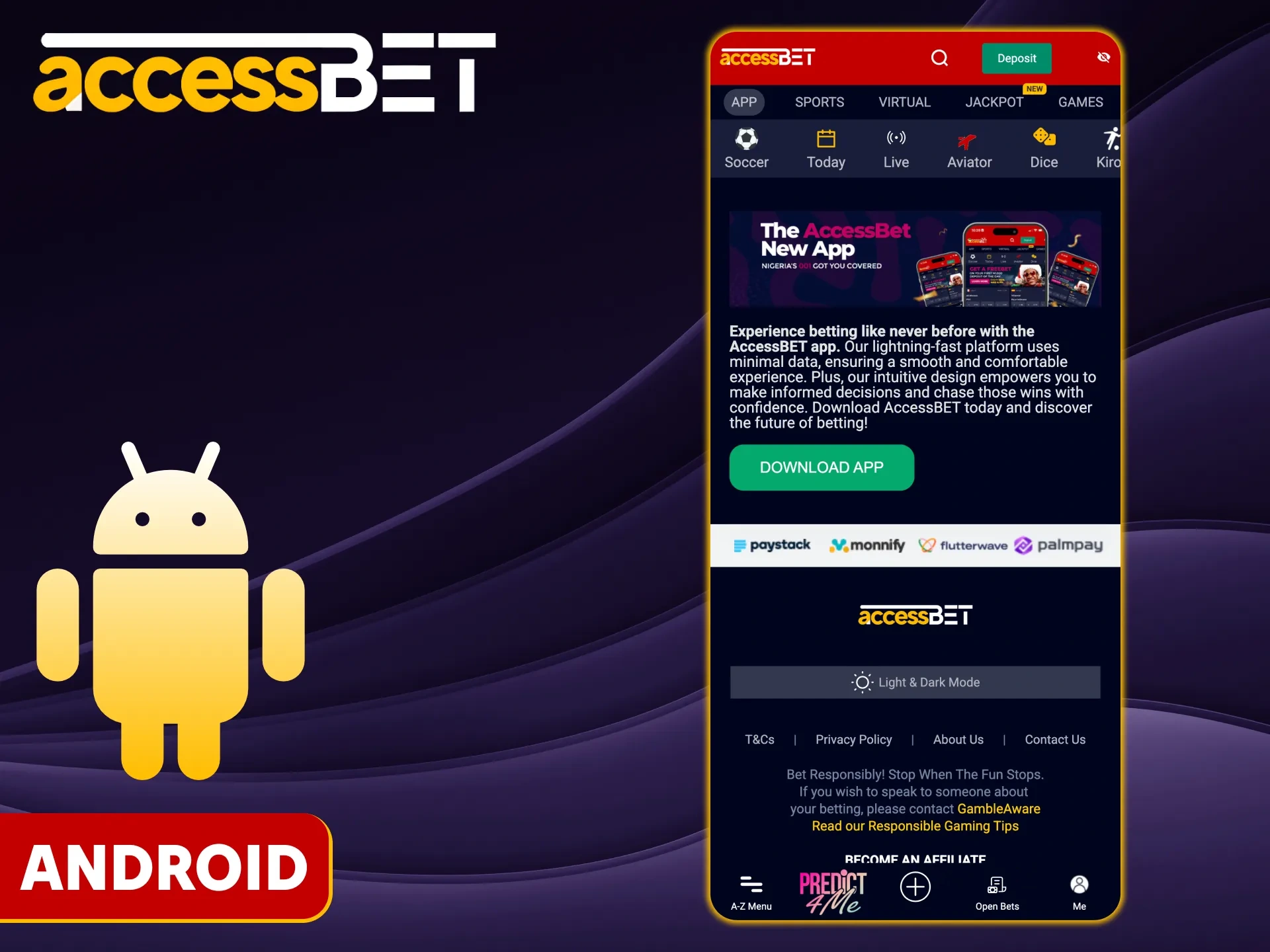 Download the Accessbet app for Android and place your bets.